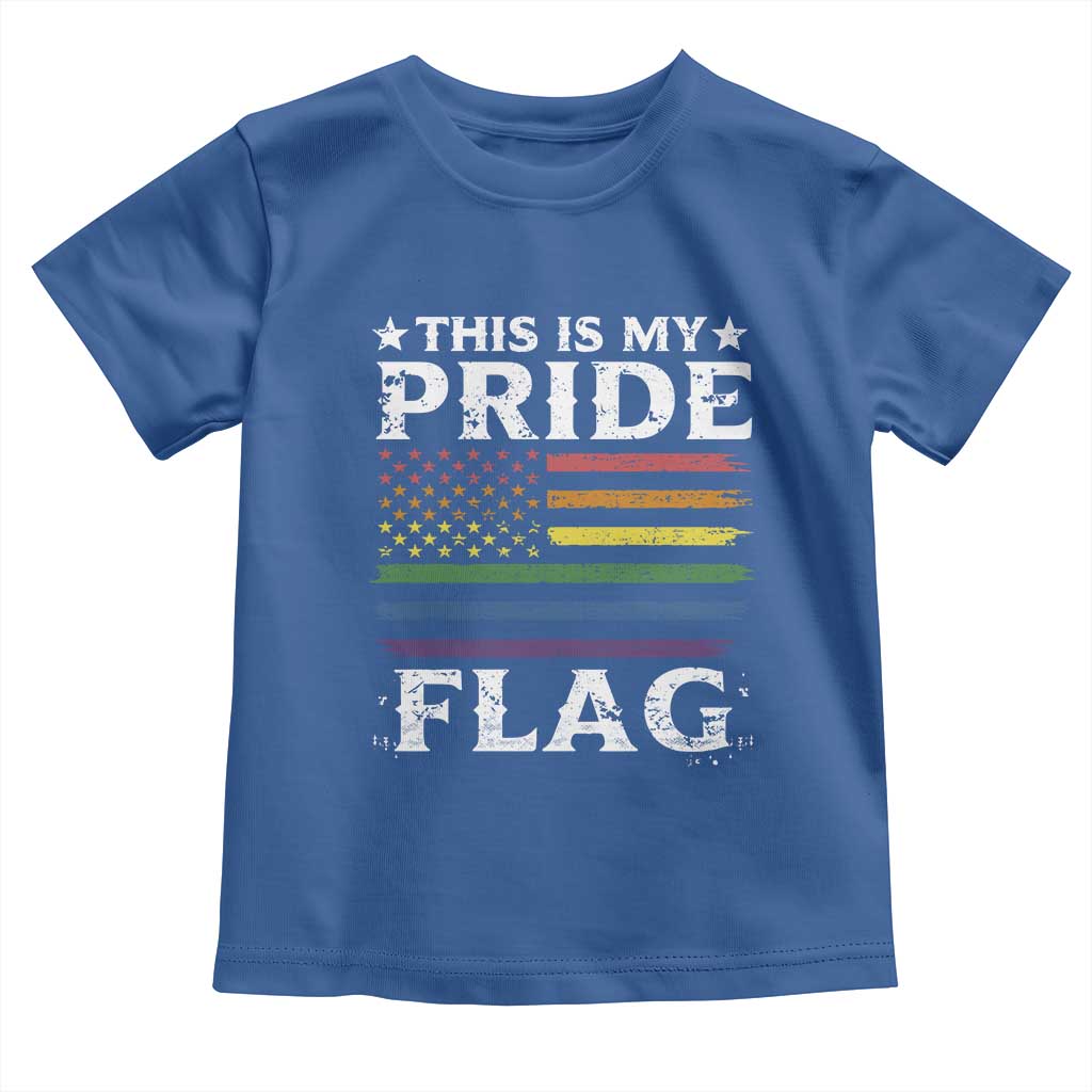 Funny LGBTQ This Is My Pride Flag Toddler T Shirt Rainbow American Flag - Wonder Print Shop