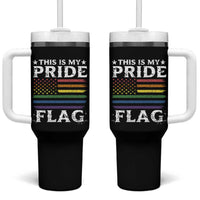 Funny LGBTQ This Is My Pride Flag Tumbler With Handle Rainbow American Flag - Wonder Print Shop