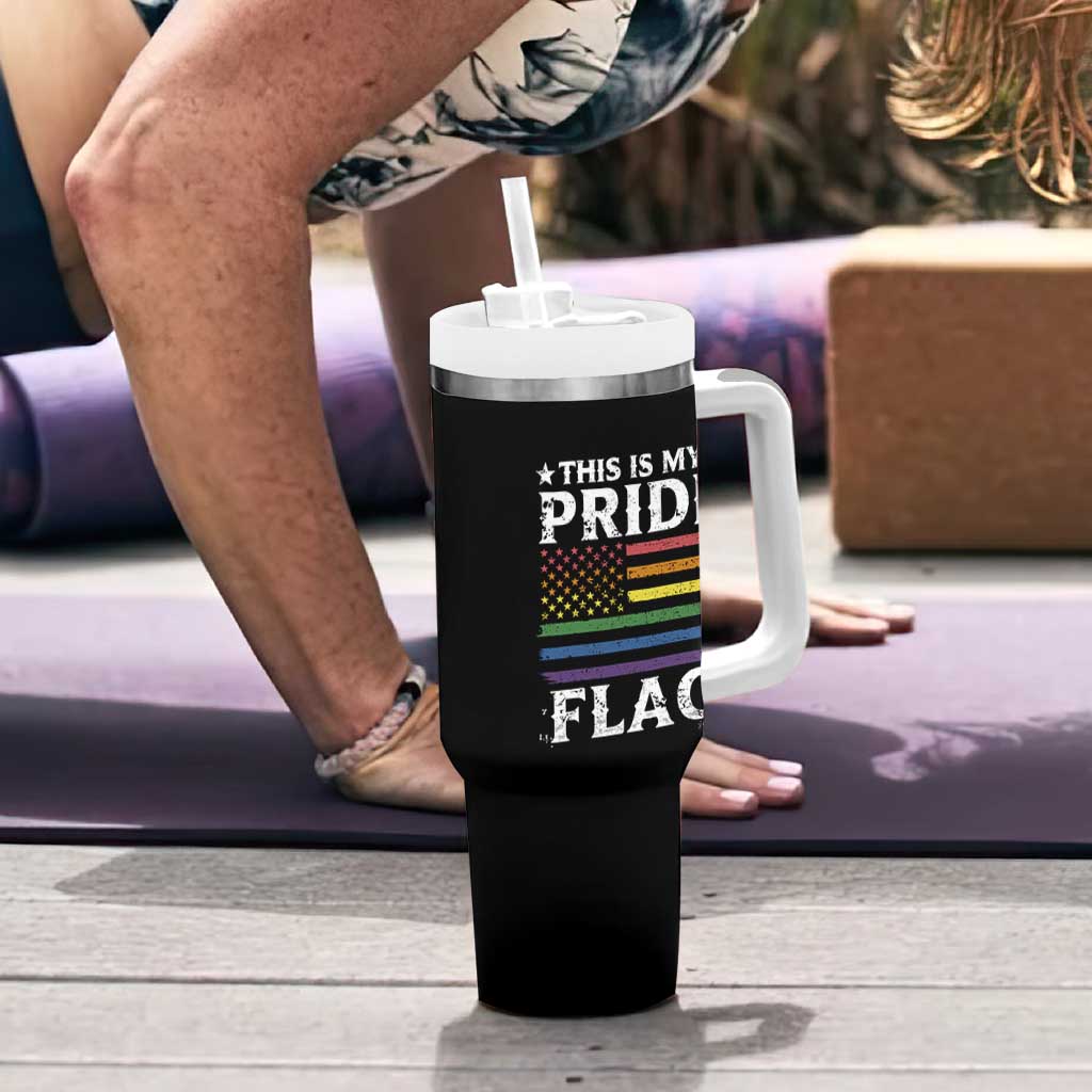 Funny LGBTQ This Is My Pride Flag Tumbler With Handle Rainbow American Flag - Wonder Print Shop