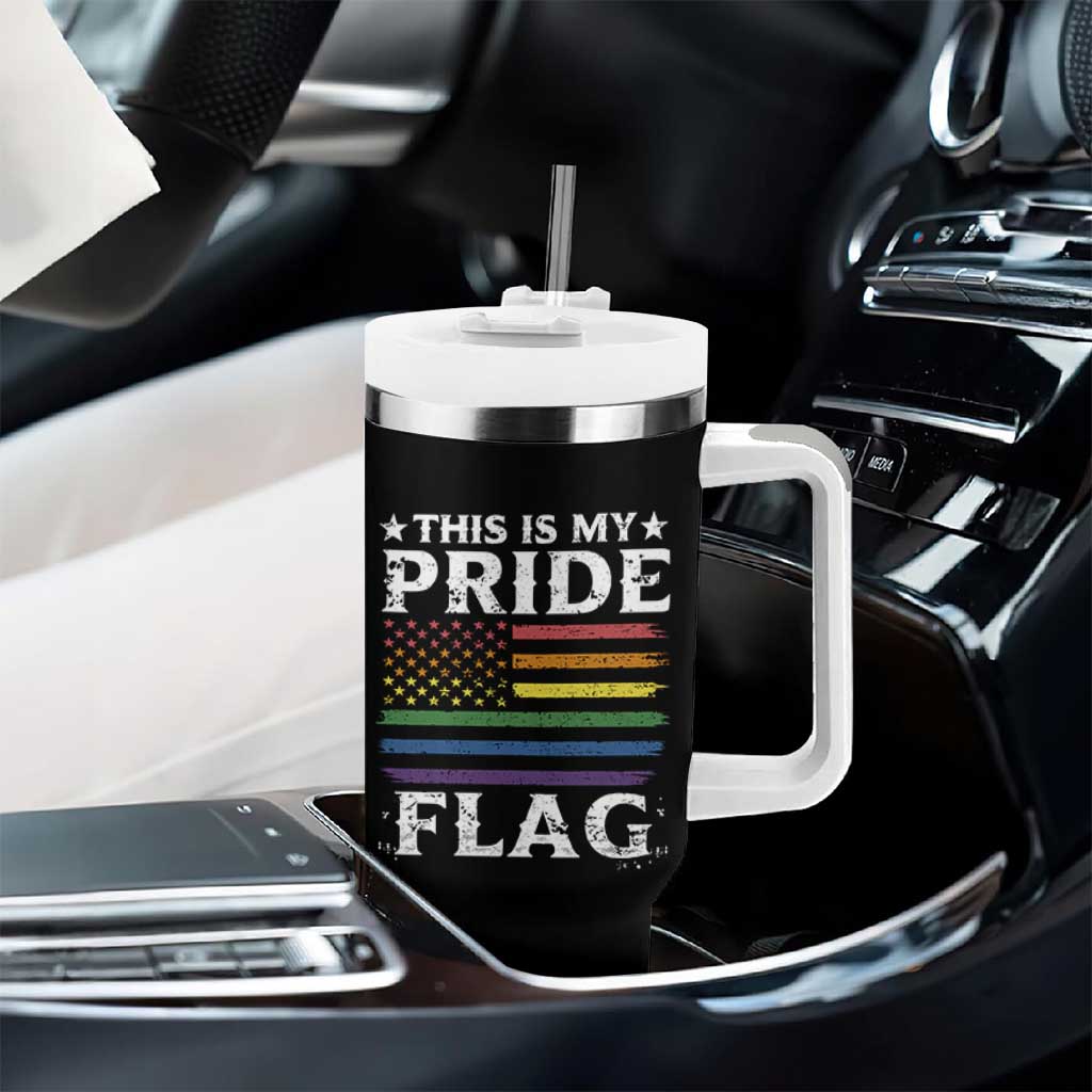 Funny LGBTQ This Is My Pride Flag Tumbler With Handle Rainbow American Flag - Wonder Print Shop