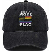 Funny LGBTQ This Is My Pride Flag Washed Cotton Baseball Cap Rainbow American Flag