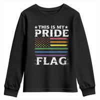 Funny LGBTQ This Is My Pride Flag Youth Sweatshirt Rainbow American Flag - Wonder Print Shop