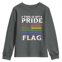 Funny LGBTQ This Is My Pride Flag Youth Sweatshirt Rainbow American Flag - Wonder Print Shop