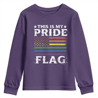 Funny LGBTQ This Is My Pride Flag Youth Sweatshirt Rainbow American Flag - Wonder Print Shop
