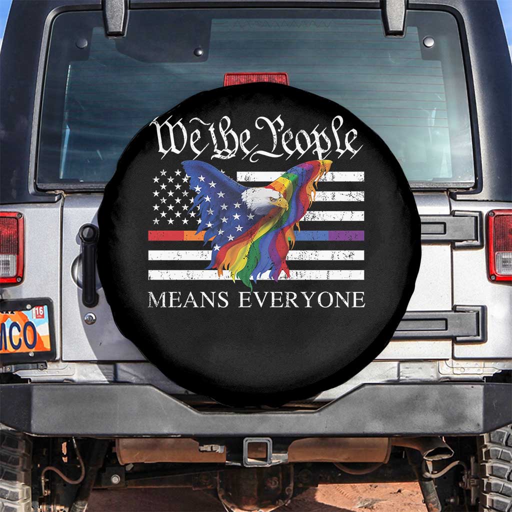 We The People Means Everyone US Constitution LGBT Pride Spare Tire Cover Rainbow Bald Eagle