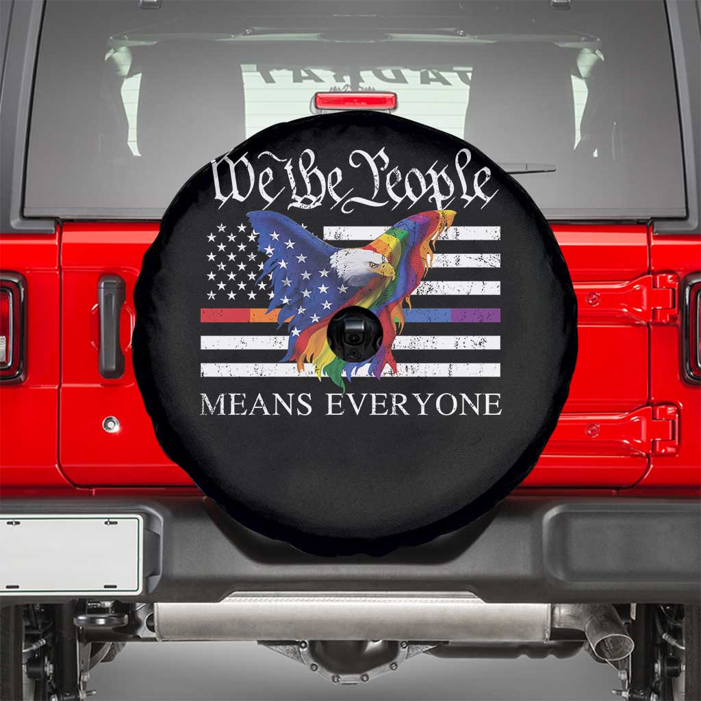We The People Means Everyone US Constitution LGBT Pride Spare Tire Cover Rainbow Bald Eagle