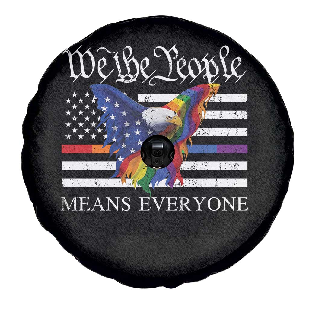 We The People Means Everyone US Constitution LGBT Pride Spare Tire Cover Rainbow Bald Eagle