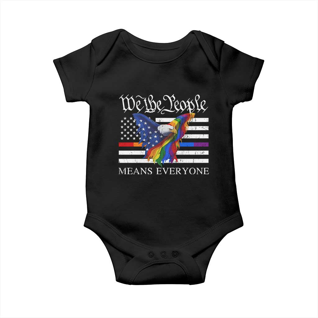 We The People Means Everyone US Constitution LGBT Pride Baby Onesie Rainbow Bald Eagle