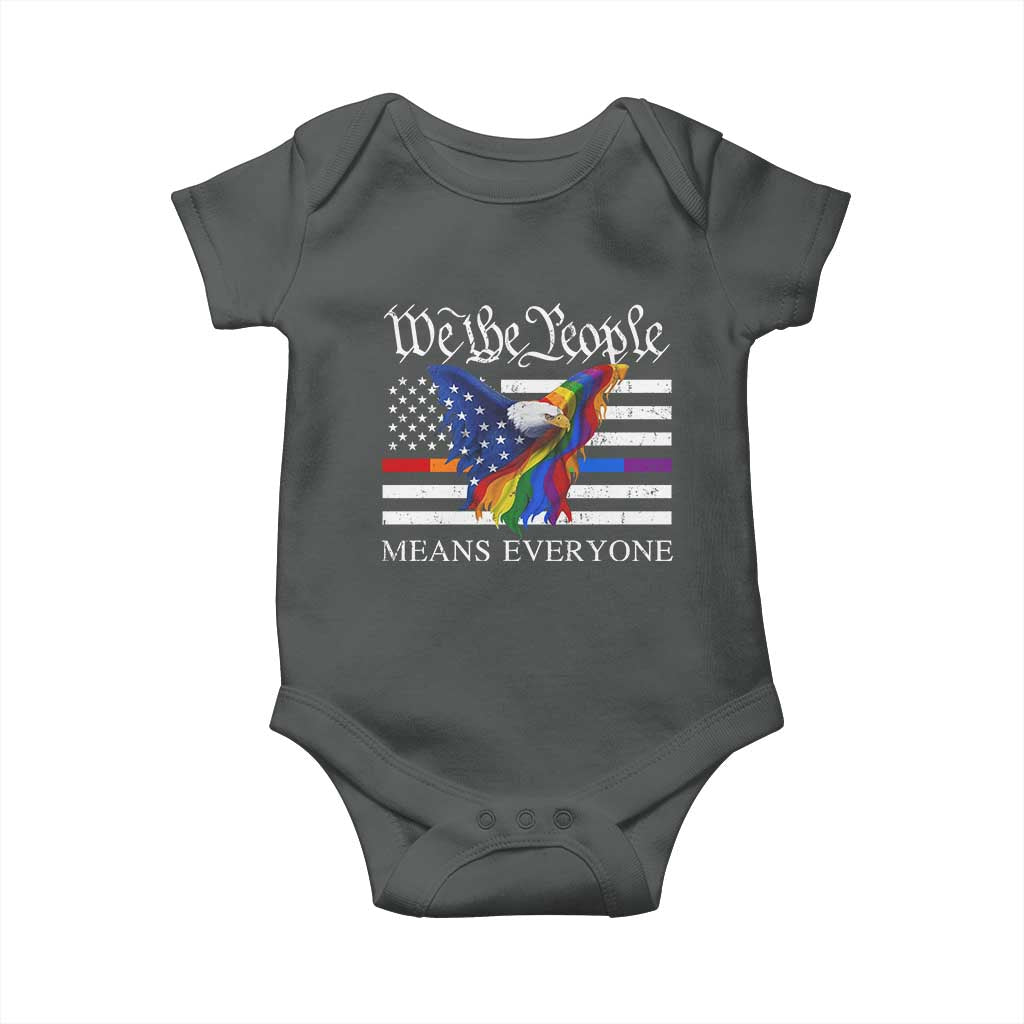 We The People Means Everyone US Constitution LGBT Pride Baby Onesie Rainbow Bald Eagle