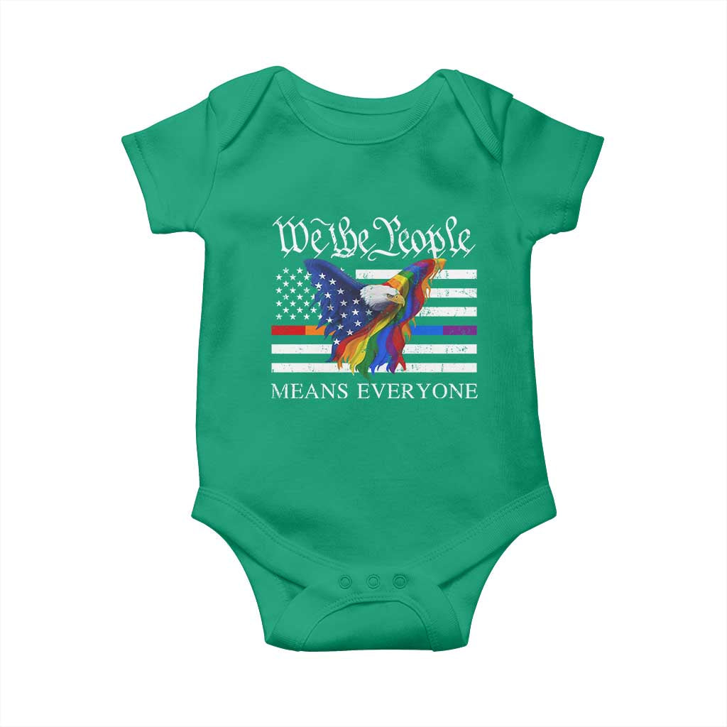 We The People Means Everyone US Constitution LGBT Pride Baby Onesie Rainbow Bald Eagle