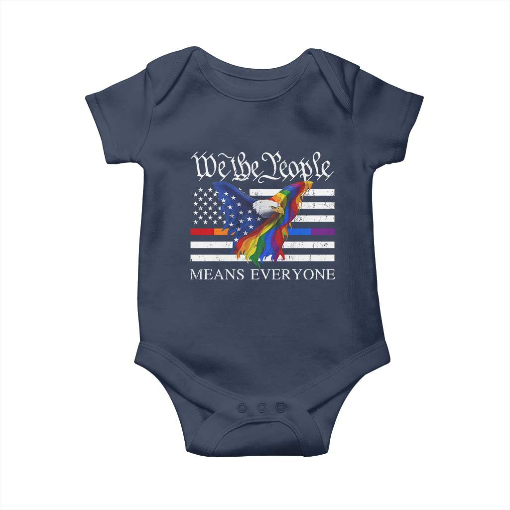 We The People Means Everyone US Constitution LGBT Pride Baby Onesie Rainbow Bald Eagle