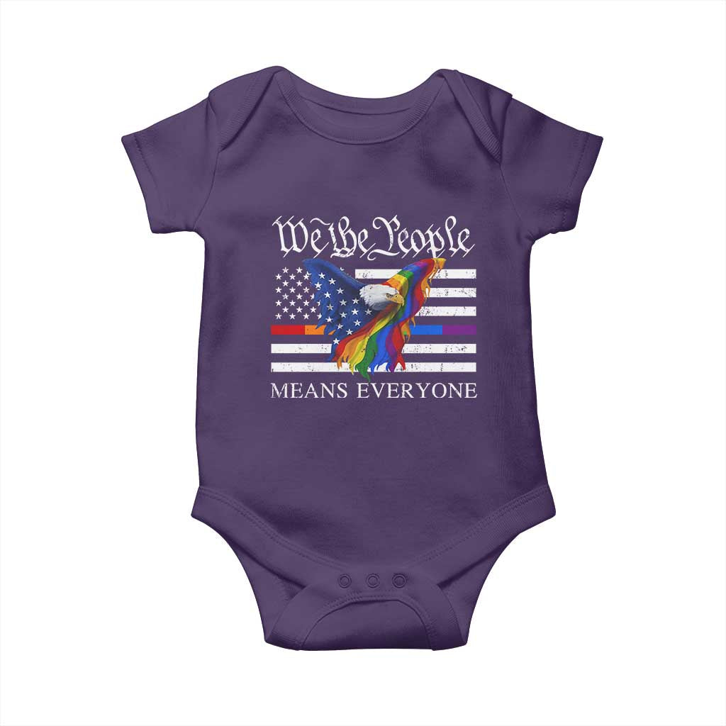 We The People Means Everyone US Constitution LGBT Pride Baby Onesie Rainbow Bald Eagle