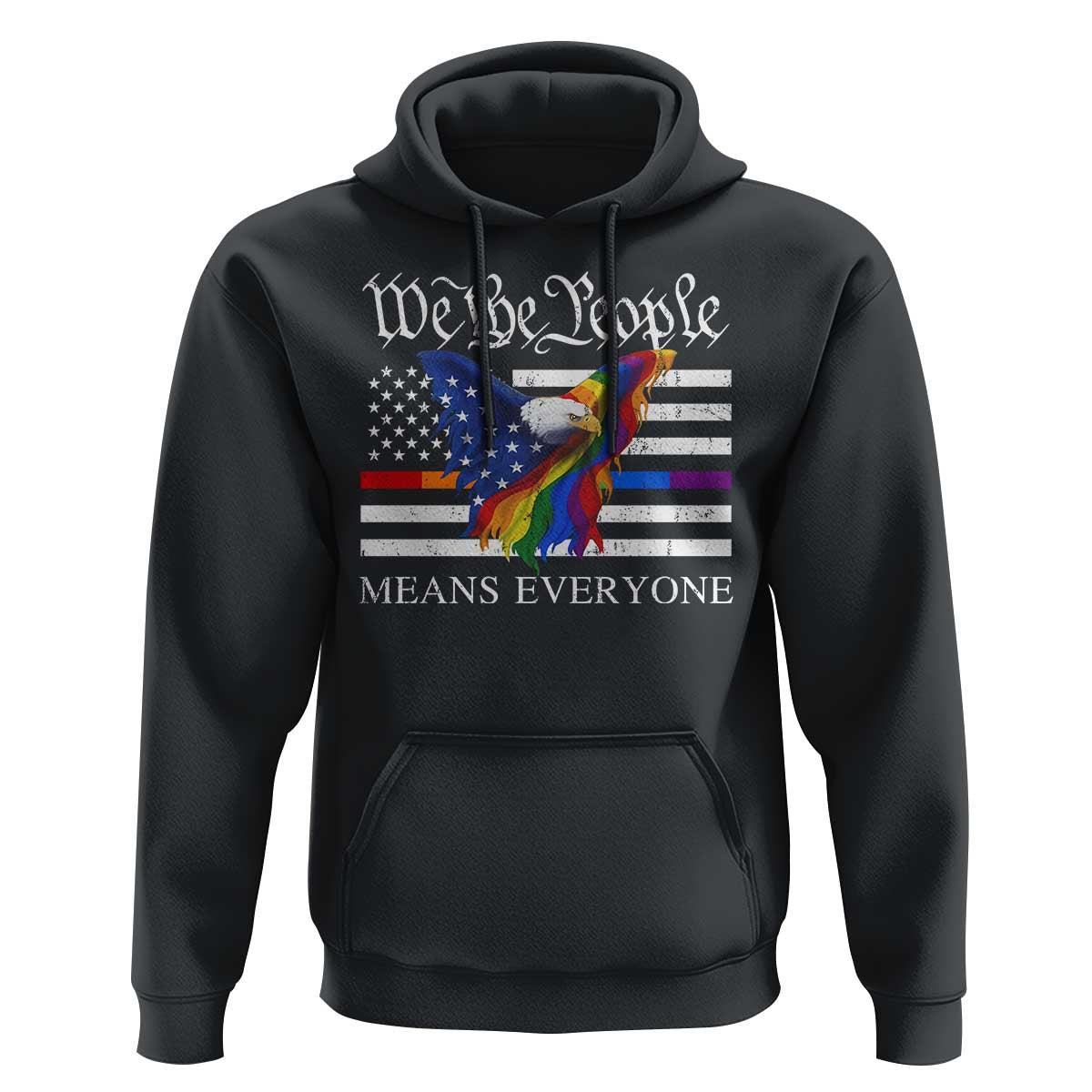 We The People Means Everyone US Constitution LGBT Pride Hoodie Rainbow Bald Eagle