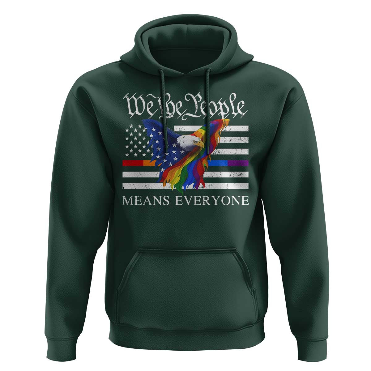 We The People Means Everyone US Constitution LGBT Pride Hoodie Rainbow Bald Eagle