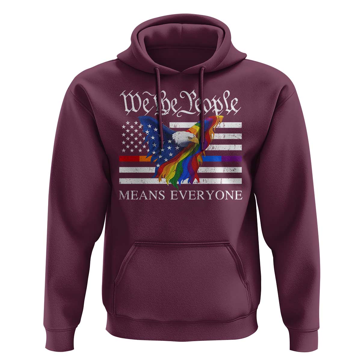We The People Means Everyone US Constitution LGBT Pride Hoodie Rainbow Bald Eagle