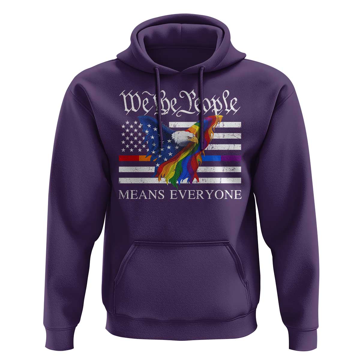 We The People Means Everyone US Constitution LGBT Pride Hoodie Rainbow Bald Eagle