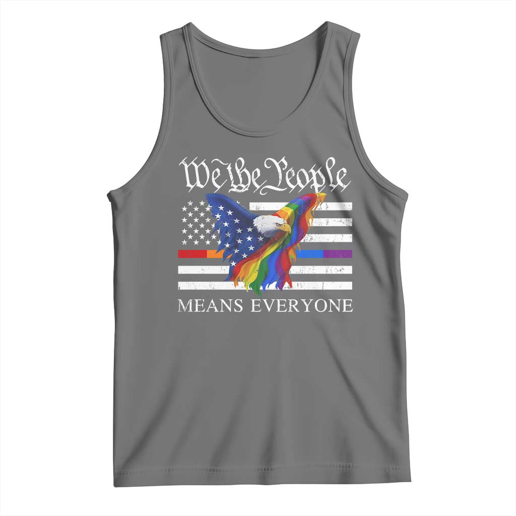 We The People Means Everyone US Constitution LGBT Pride Tank Top Rainbow Bald Eagle
