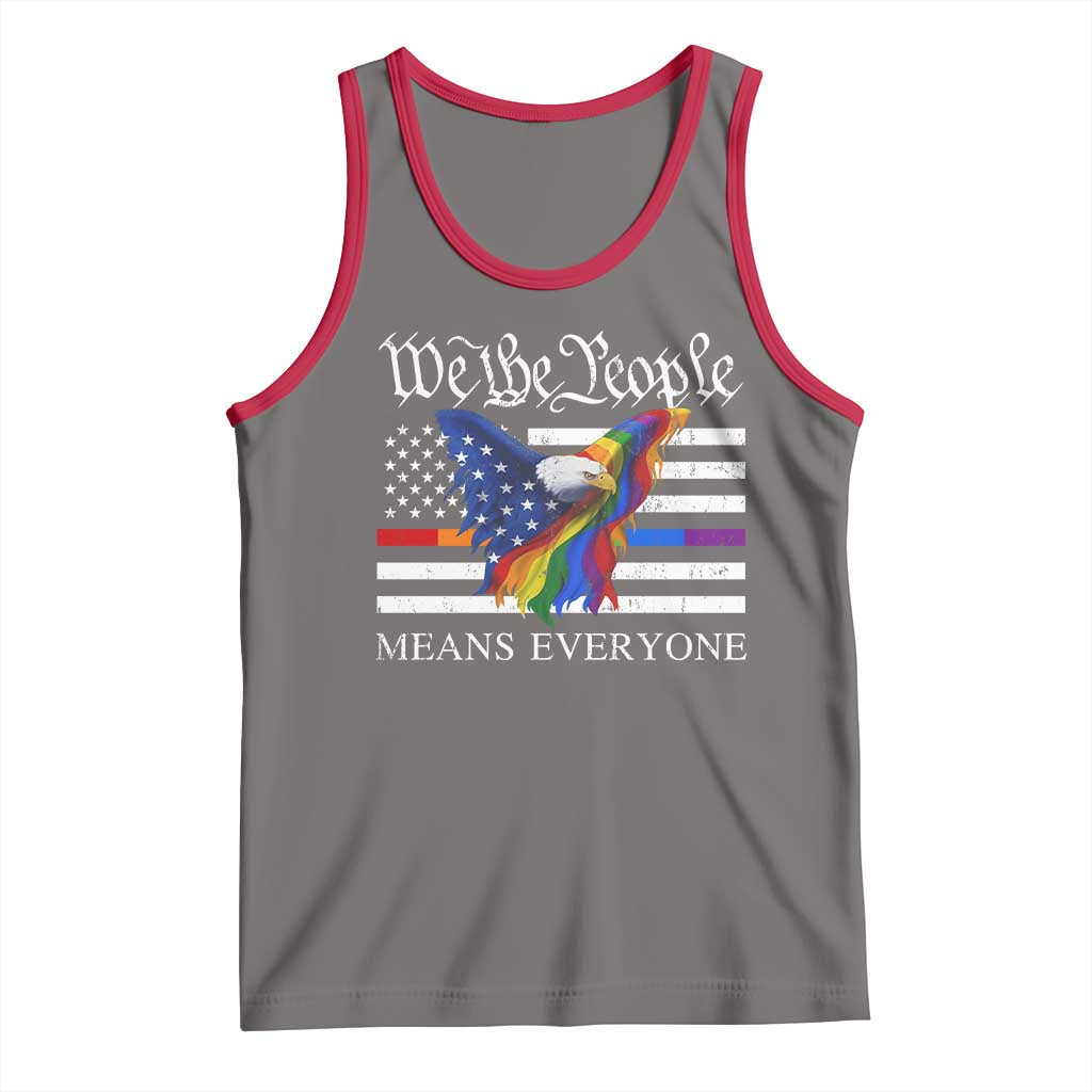 We The People Means Everyone US Constitution LGBT Pride Tank Top Rainbow Bald Eagle