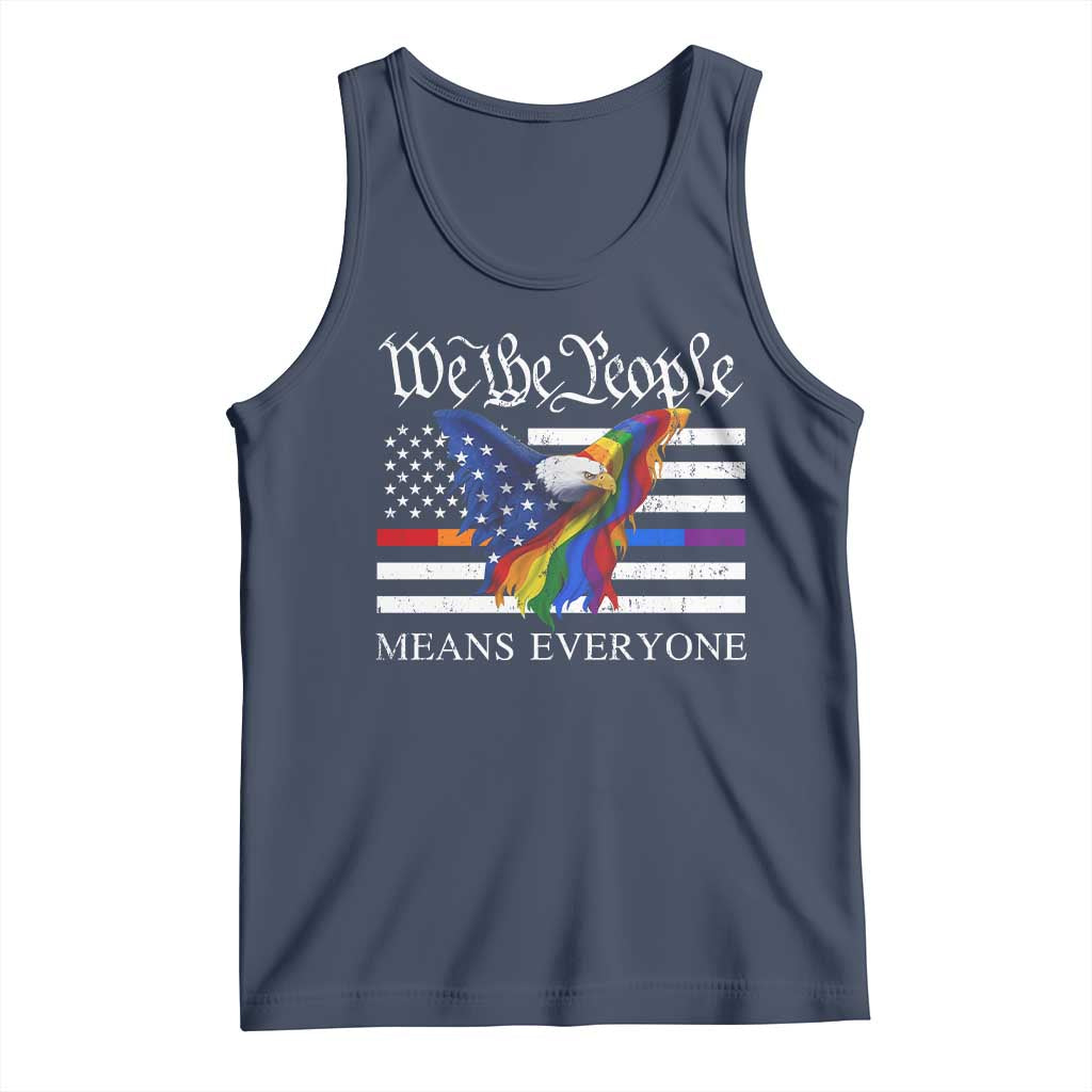 We The People Means Everyone US Constitution LGBT Pride Tank Top Rainbow Bald Eagle
