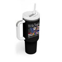 We The People Means Everyone US Constitution LGBT Pride Tumbler With Handle Rainbow Bald Eagle