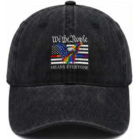 We The People Means Everyone US Constitution LGBT Pride Washed Cotton Baseball Cap Rainbow Bald Eagle