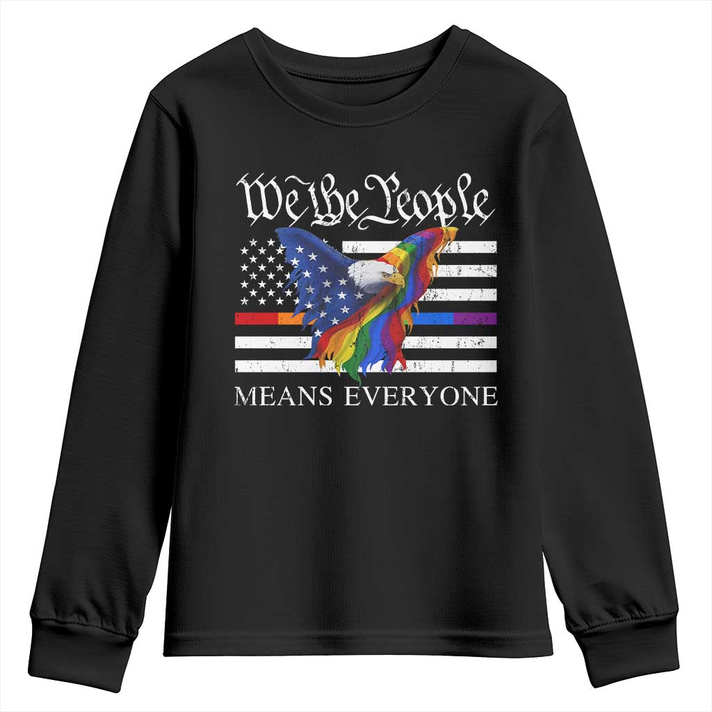We The People Means Everyone US Constitution LGBT Pride Youth Sweatshirt Rainbow Bald Eagle