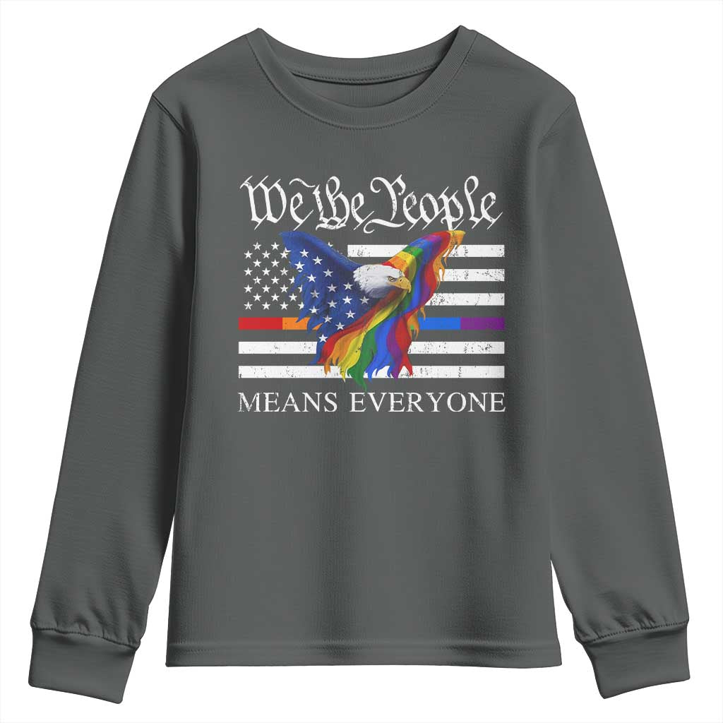 We The People Means Everyone US Constitution LGBT Pride Youth Sweatshirt Rainbow Bald Eagle