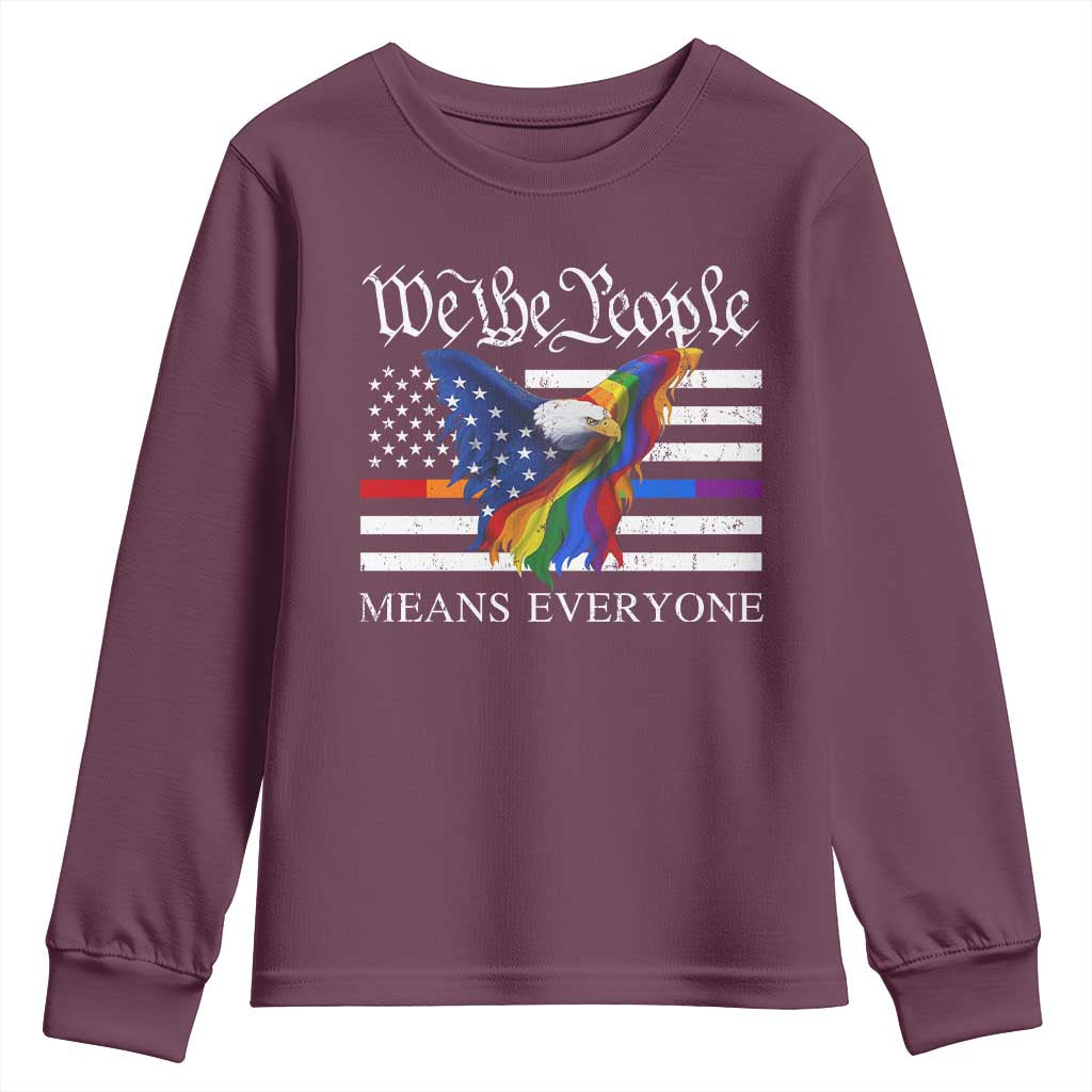 We The People Means Everyone US Constitution LGBT Pride Youth Sweatshirt Rainbow Bald Eagle