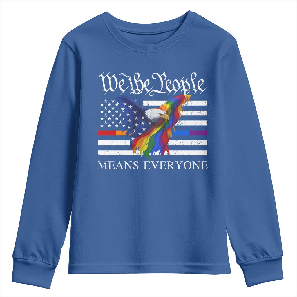 We The People Means Everyone US Constitution LGBT Pride Youth Sweatshirt Rainbow Bald Eagle