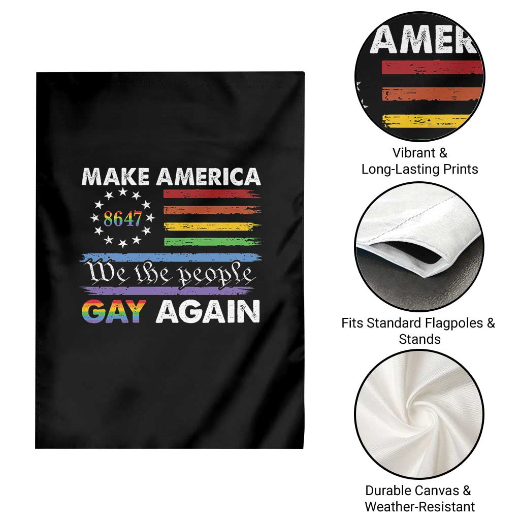 Funny Make America Gay Again 8647 Garden Flag Rainbow Betsy Ross Flag - Wonder Print Shop