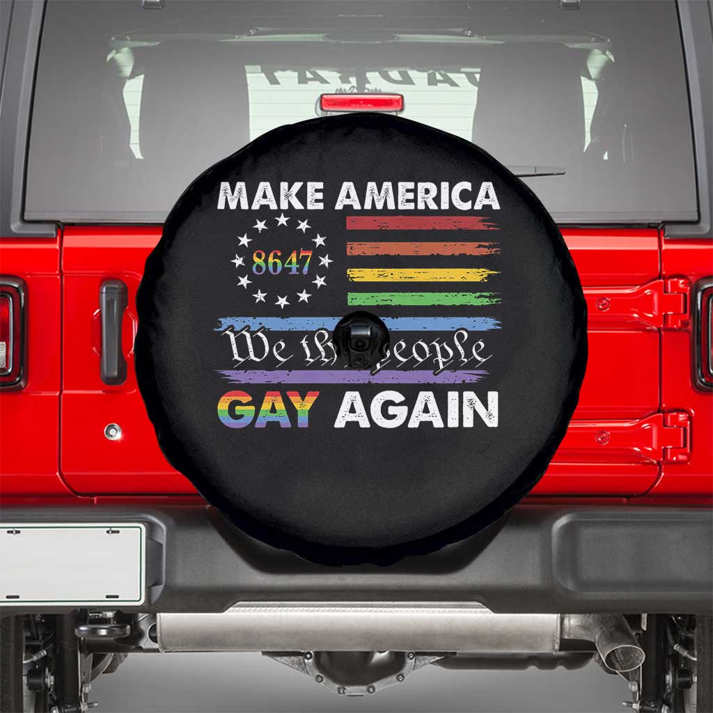 Funny Make America Gay Again 8647 Spare Tire Cover Rainbow Betsy Ross Flag - Wonder Print Shop