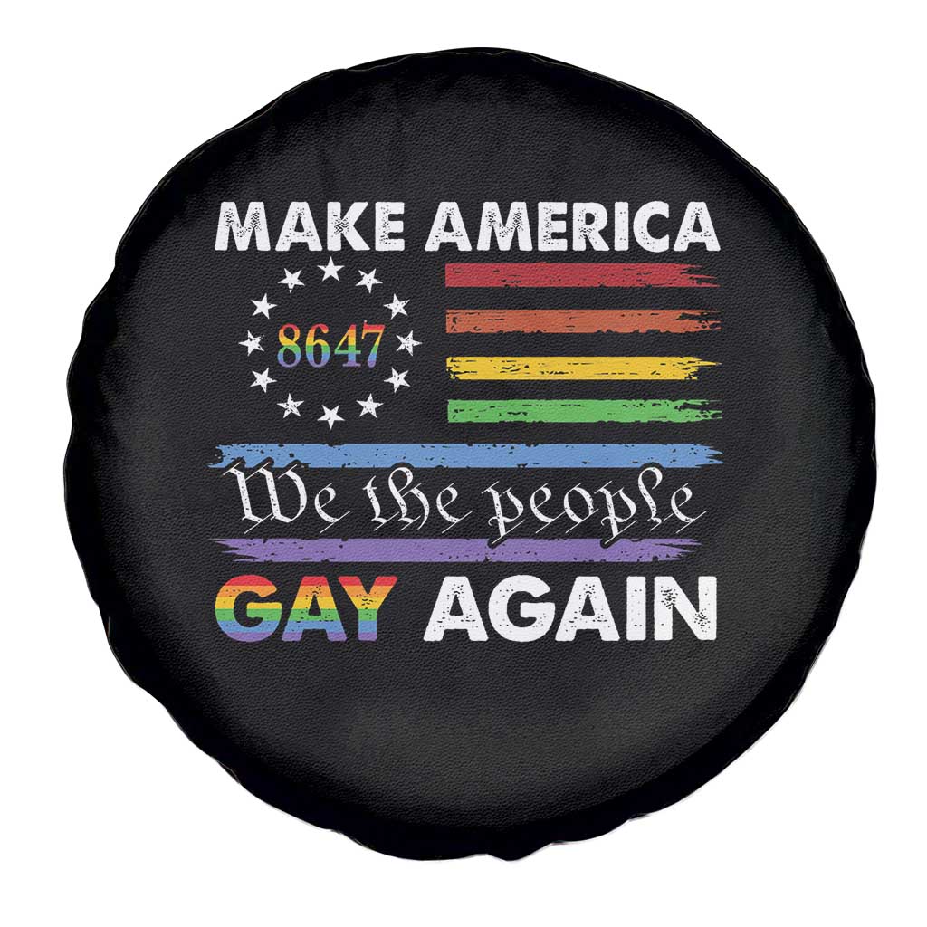 Funny Make America Gay Again 8647 Spare Tire Cover Rainbow Betsy Ross Flag - Wonder Print Shop