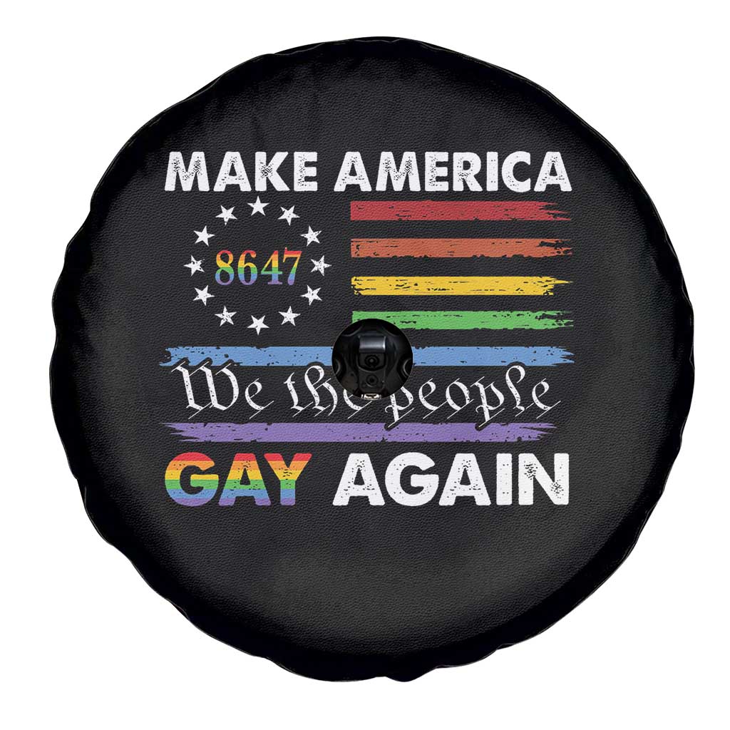 Funny Make America Gay Again 8647 Spare Tire Cover Rainbow Betsy Ross Flag - Wonder Print Shop
