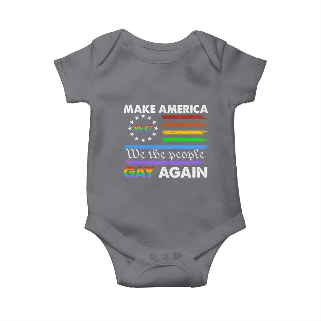Funny Make America Gay Again 8647 Baby Onesie Rainbow Betsy Ross Flag - Wonder Print Shop