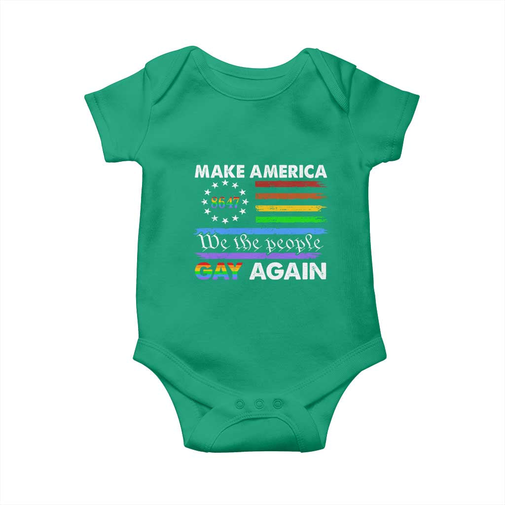 Funny Make America Gay Again 8647 Baby Onesie Rainbow Betsy Ross Flag - Wonder Print Shop