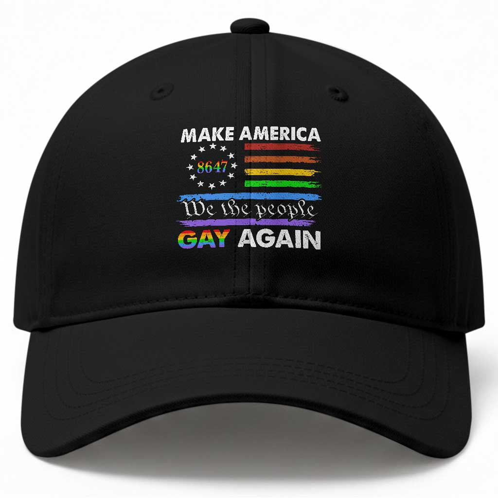 Funny Make America Gay Again 8647 Baseball Cap Rainbow Betsy Ross Flag