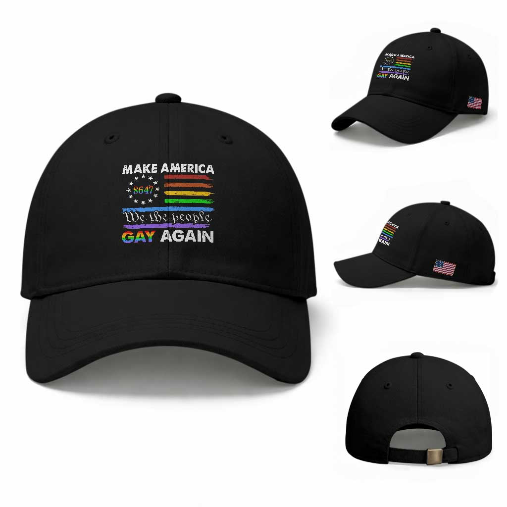 Funny Make America Gay Again 8647 Baseball Cap Rainbow Betsy Ross Flag