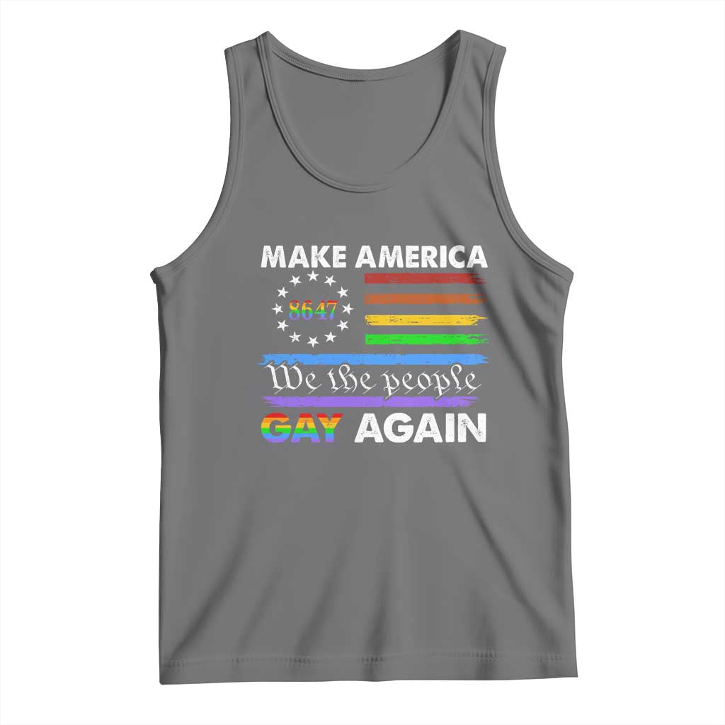 Funny Make America Gay Again 8647 Tank Top Rainbow Betsy Ross Flag - Wonder Print Shop