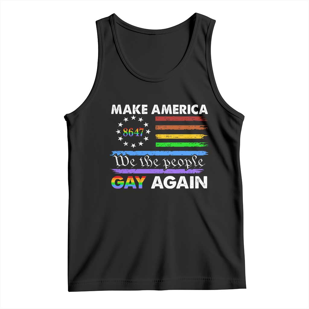 Funny Make America Gay Again 8647 Tank Top Rainbow Betsy Ross Flag - Wonder Print Shop