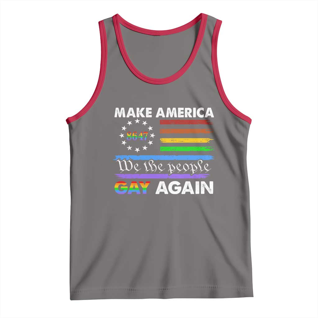 Funny Make America Gay Again 8647 Tank Top Rainbow Betsy Ross Flag - Wonder Print Shop