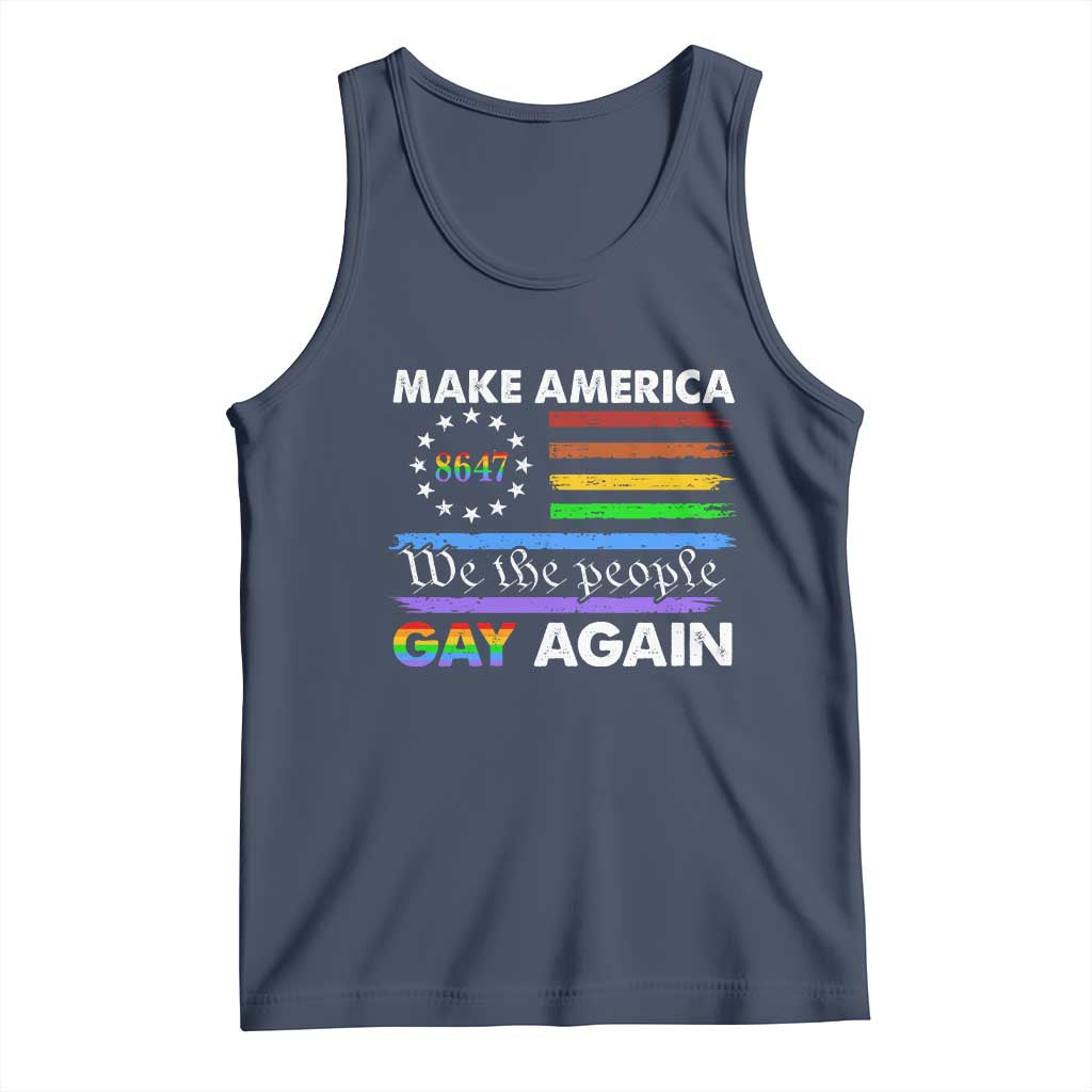 Funny Make America Gay Again 8647 Tank Top Rainbow Betsy Ross Flag - Wonder Print Shop