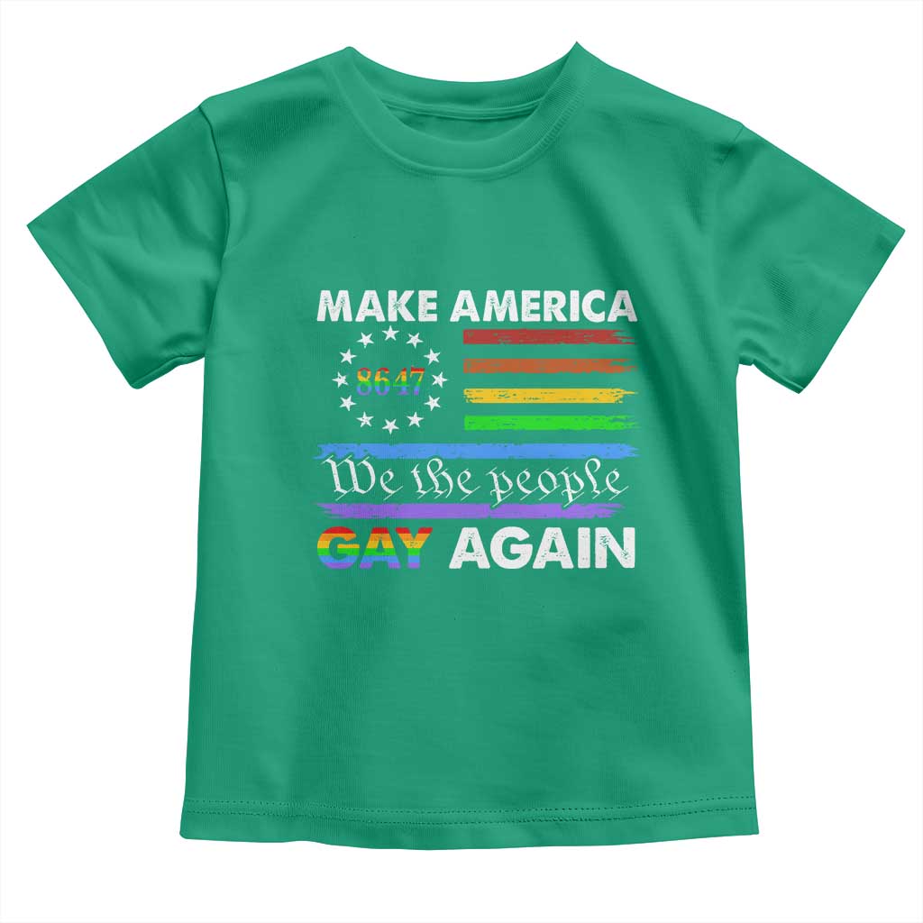Funny Make America Gay Again 8647 Toddler T Shirt Rainbow Betsy Ross Flag - Wonder Print Shop