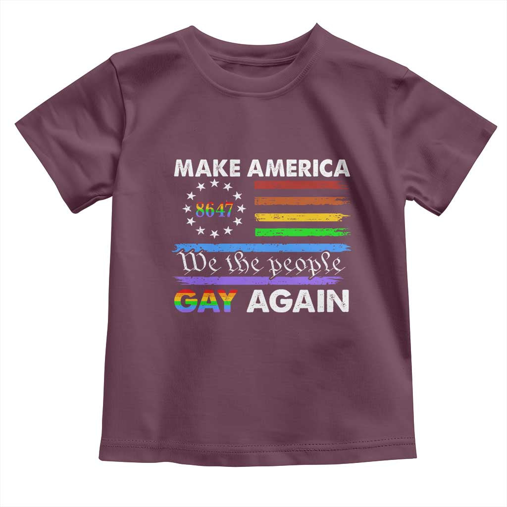 Funny Make America Gay Again 8647 Toddler T Shirt Rainbow Betsy Ross Flag - Wonder Print Shop