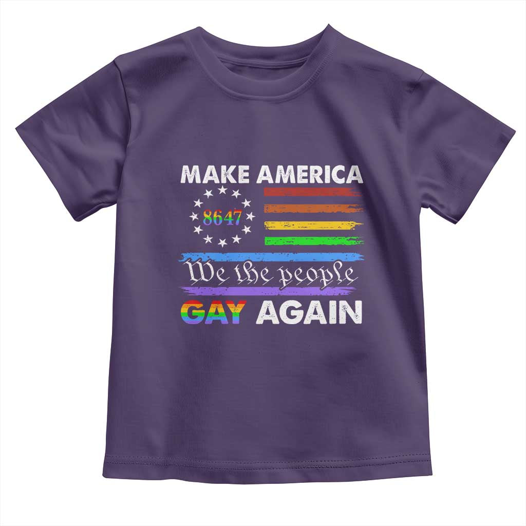 Funny Make America Gay Again 8647 Toddler T Shirt Rainbow Betsy Ross Flag - Wonder Print Shop