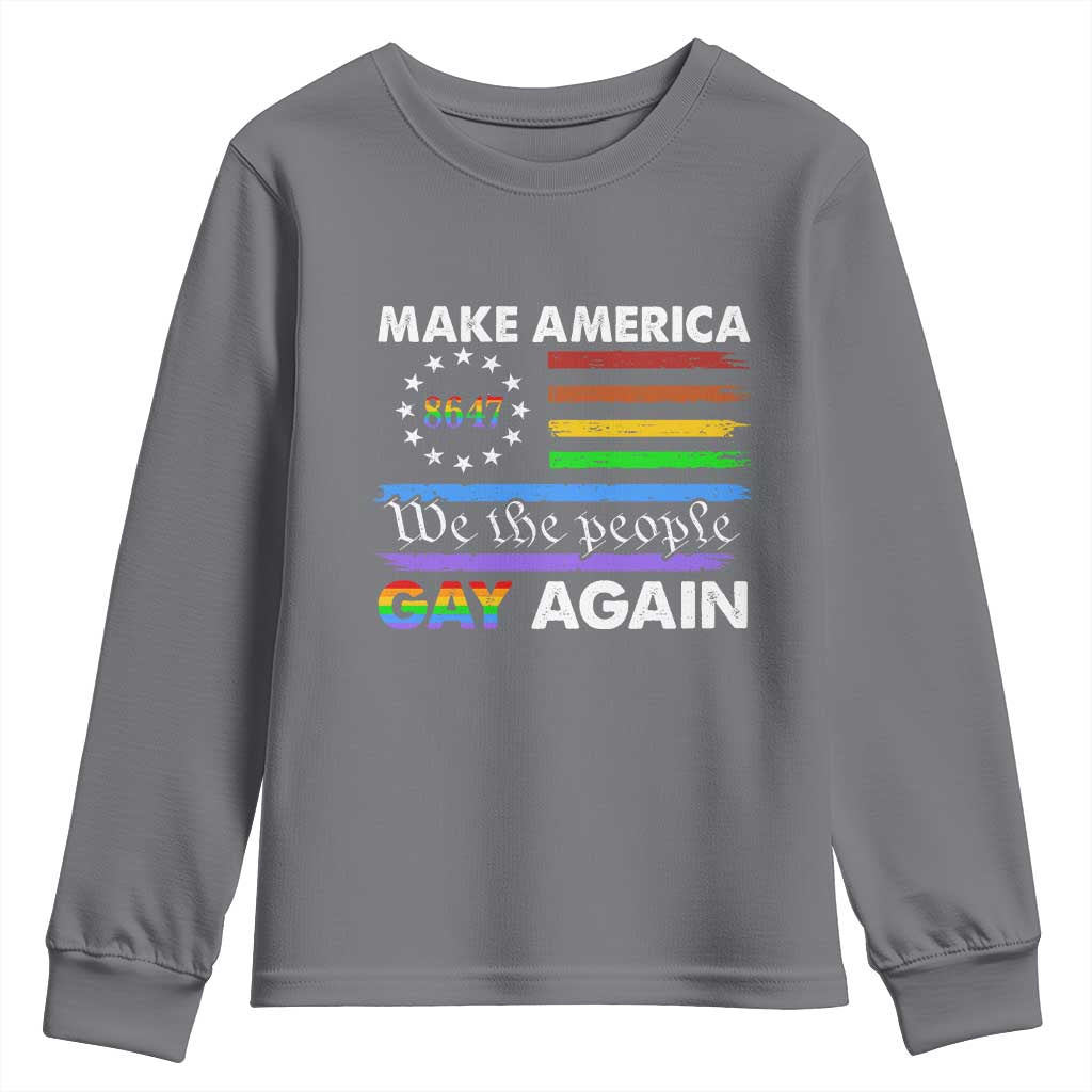 Funny Make America Gay Again 8647 Youth Sweatshirt Rainbow Betsy Ross Flag - Wonder Print Shop