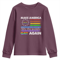 Funny Make America Gay Again 8647 Youth Sweatshirt Rainbow Betsy Ross Flag - Wonder Print Shop