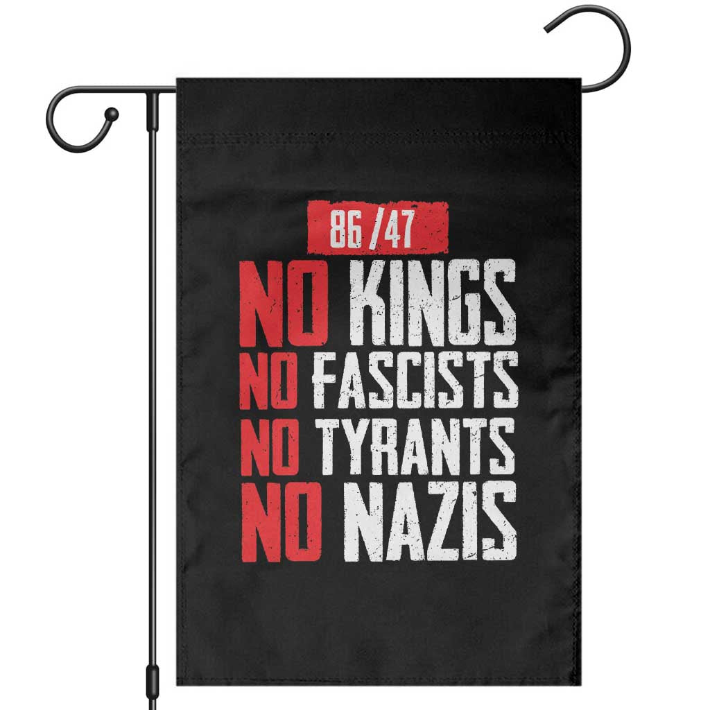 No Kings No Fascists No Tyrants No Nazis 8647 Garden Flag - Wonder Print Shop