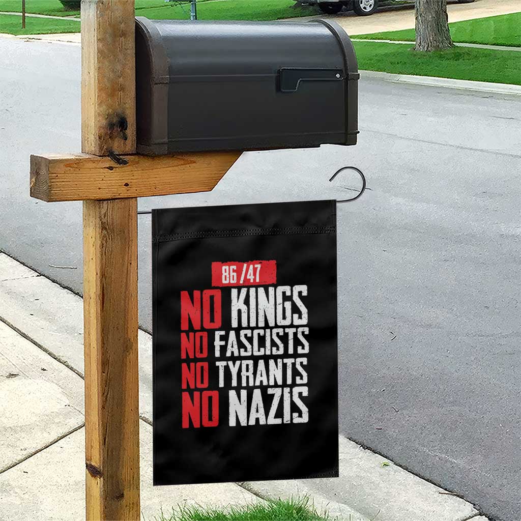 No Kings No Fascists No Tyrants No Nazis 8647 Garden Flag - Wonder Print Shop