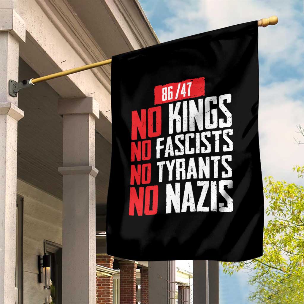 No Kings No Fascists No Tyrants No Nazis 8647 Garden Flag - Wonder Print Shop