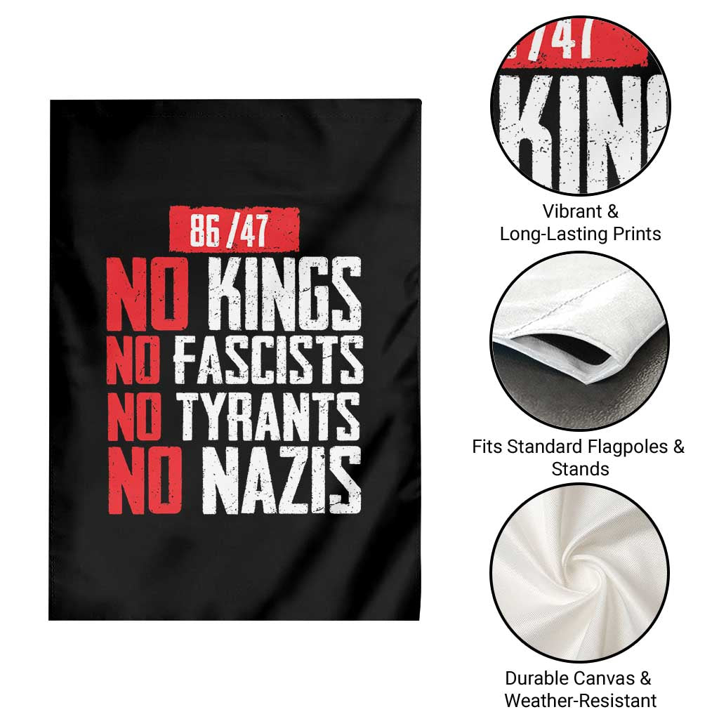 No Kings No Fascists No Tyrants No Nazis 8647 Garden Flag - Wonder Print Shop